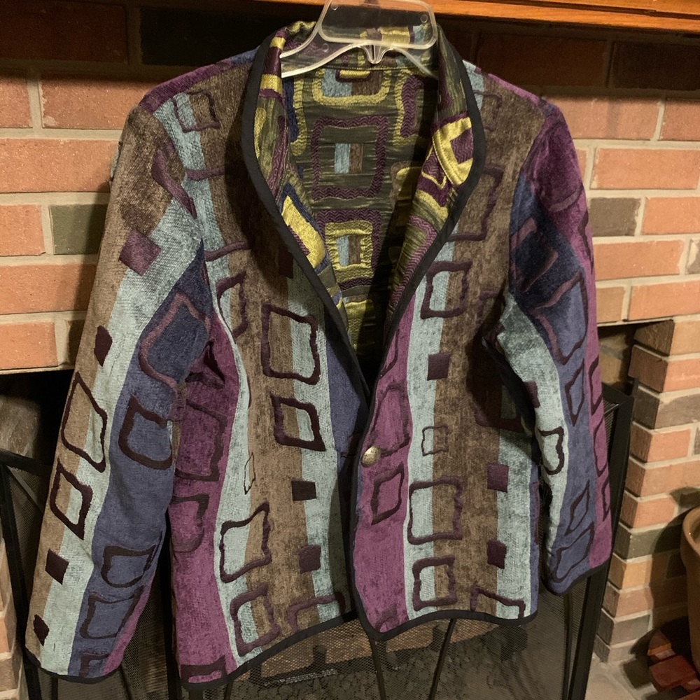 Sz L Trimdin Reversible Brocade Jacket